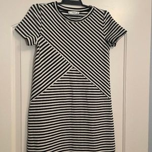 Mango Casual Black and White Striped Midi Dress--Size XS